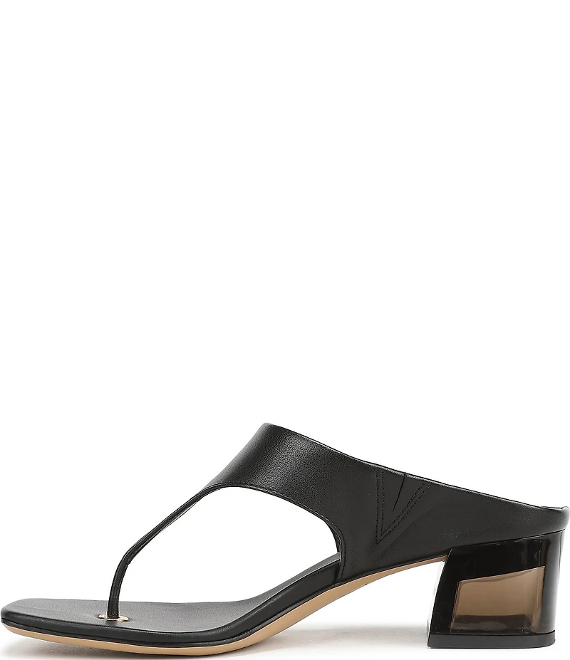 Sarto by Franco Sarto Kayla Leather Square Toe Clear Heel Thong Sandals