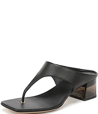 Sarto by Franco Sarto Kayla Leather Square Toe Clear Heel Thong Sandals
