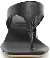 Sarto by Franco Sarto Kayla Leather Square Toe Clear Heel Thong Sandals