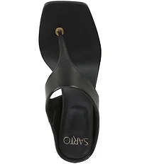 Sarto by Franco Sarto Kayla Leather Square Toe Clear Heel Thong Sandals