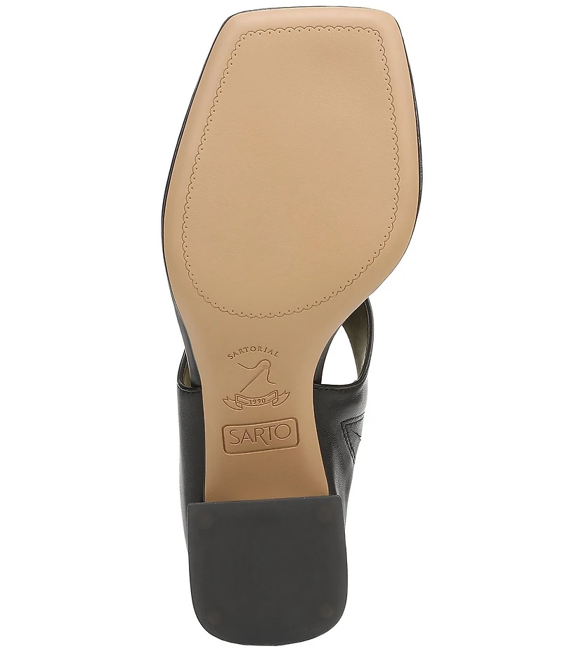 Sarto by Franco Sarto Kayla Leather Square Toe Clear Heel Thong Sandals