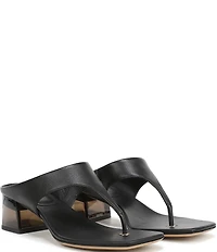 Sarto by Franco Sarto Kayla Leather Square Toe Clear Heel Thong Sandals