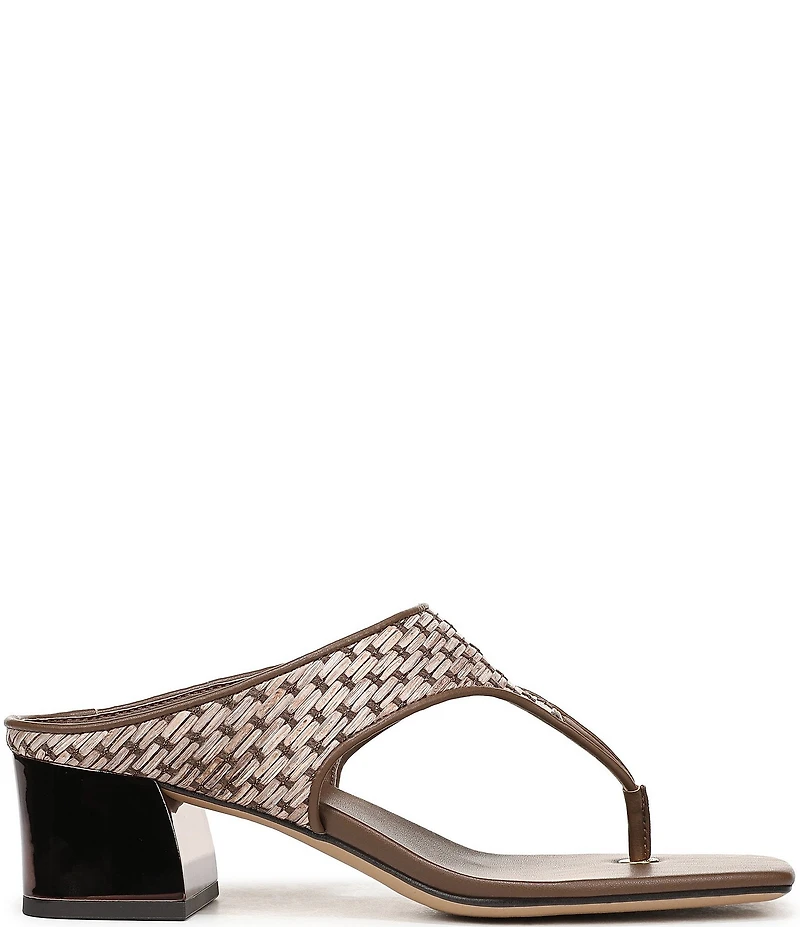 Sarto by Franco Sarto Kayla Woven Square Toe Metal Heel Thong Sandals
