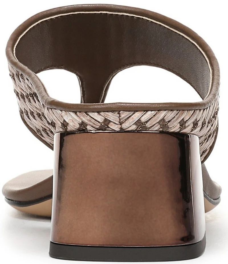 Sarto by Franco Sarto Kayla Woven Square Toe Metal Heel Thong Sandals