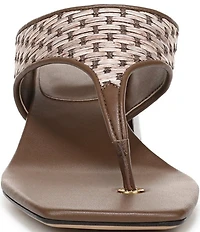 Sarto by Franco Sarto Kayla Woven Square Toe Metal Heel Thong Sandals