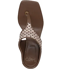Sarto by Franco Sarto Kayla Woven Square Toe Metal Heel Thong Sandals