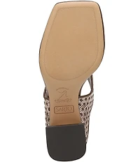 Sarto by Franco Sarto Kayla Woven Square Toe Metal Heel Thong Sandals