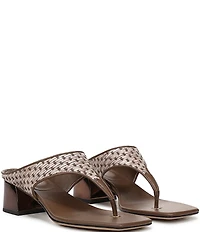 Sarto by Franco Sarto Kayla Woven Square Toe Metal Heel Thong Sandals