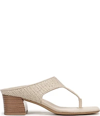 Sarto by Franco Sarto Kayla Woven Square Toe Stack Heel Thong Sandals