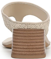 Sarto by Franco Sarto Kayla Woven Square Toe Stack Heel Thong Sandals