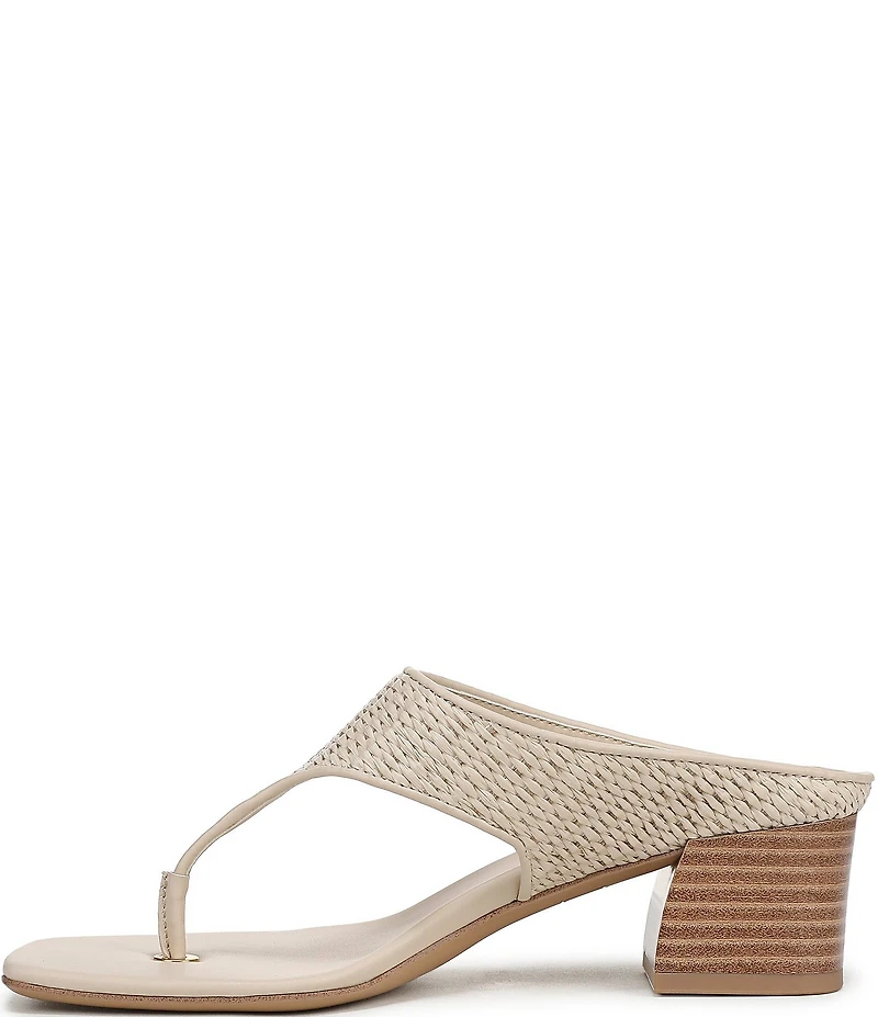 Sarto by Franco Sarto Kayla Woven Square Toe Stack Heel Thong Sandals