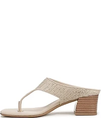 Sarto by Franco Sarto Kayla Woven Square Toe Stack Heel Thong Sandals