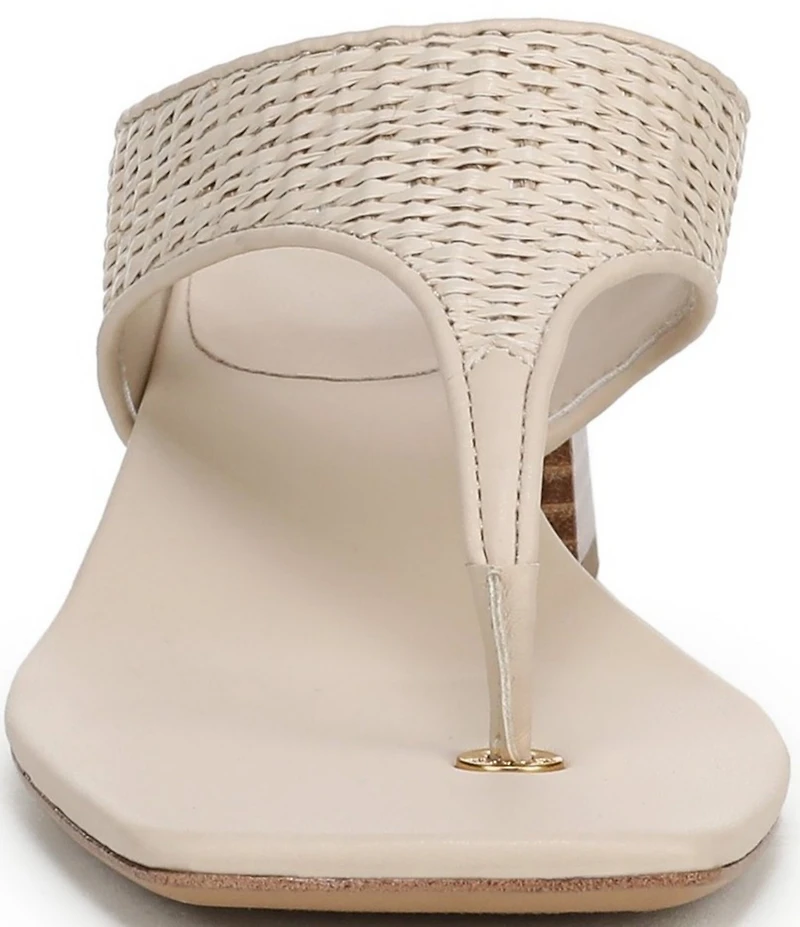 Sarto by Franco Sarto Kayla Woven Square Toe Stack Heel Thong Sandals