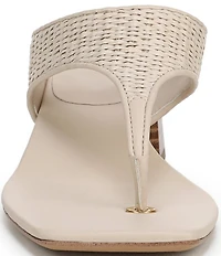 Sarto by Franco Sarto Kayla Woven Square Toe Stack Heel Thong Sandals