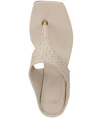 Sarto by Franco Sarto Kayla Woven Square Toe Stack Heel Thong Sandals