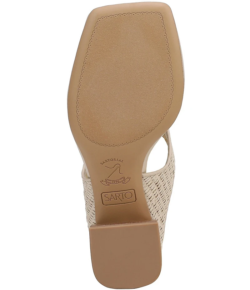 Sarto by Franco Sarto Kayla Woven Square Toe Stack Heel Thong Sandals