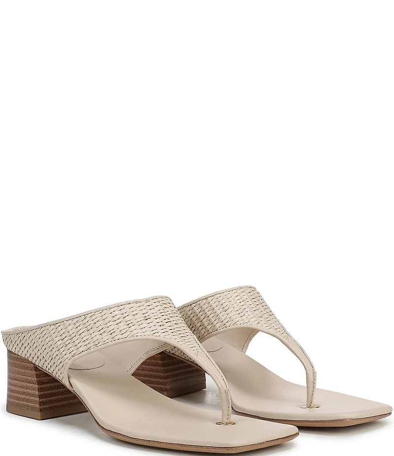 Sarto by Franco Sarto Kayla Woven Square Toe Stack Heel Thong Sandals