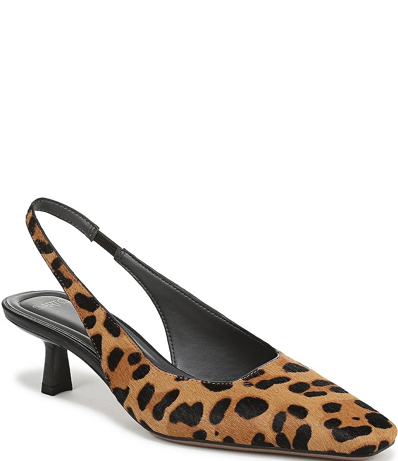 Sarto by Franco Sarto Raven 2 Leopard Calf Hair Slingback Kitten Heel Pumps