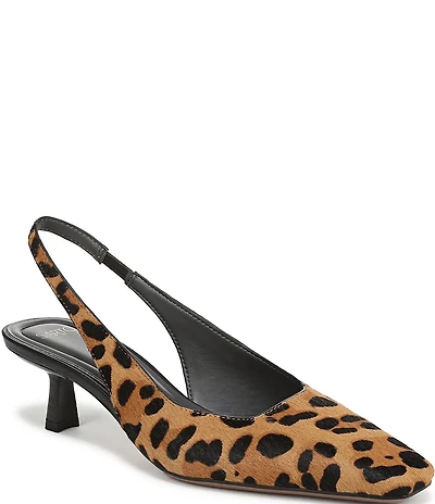 Sarto by Franco Sarto Raven 2 Leopard Calf Hair Slingback Kitten Heel Pumps