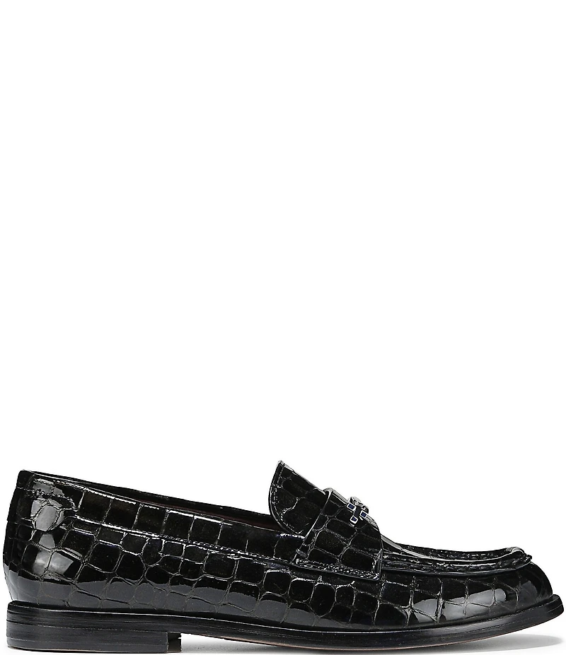 Sarto by Franco Sarto Riley Crocodile Print Leather Bar Hardware Loafers