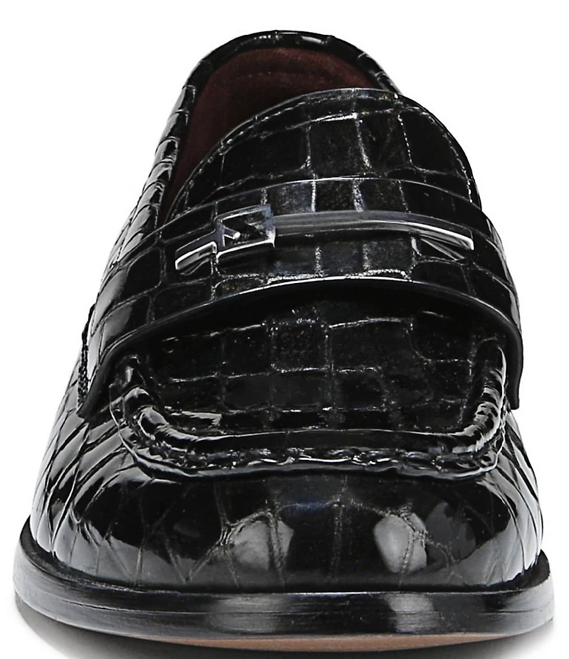 Sarto by Franco Sarto Riley Crocodile Print Leather Bar Hardware Loafers