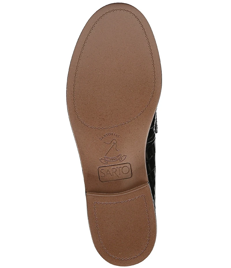 Sarto by Franco Sarto Riley Crocodile Print Leather Bar Hardware Loafers