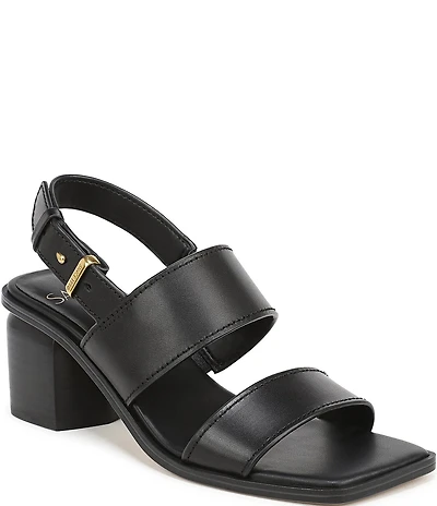 Sarto by Franco Sarto Rory Leather Square Toe Block Heel Slingback Sandals