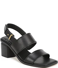 Sarto by Franco Sarto Rory Leather Square Toe Block Heel Slingback Sandals