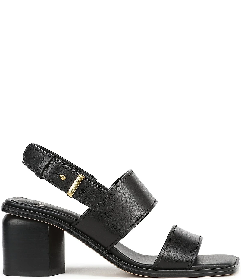 Sarto by Franco Sarto Rory Leather Square Toe Block Heel Slingback Sandals