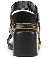 Sarto by Franco Sarto Rory Leather Square Toe Block Heel Slingback Sandals