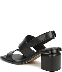 Sarto by Franco Sarto Rory Leather Square Toe Block Heel Slingback Sandals
