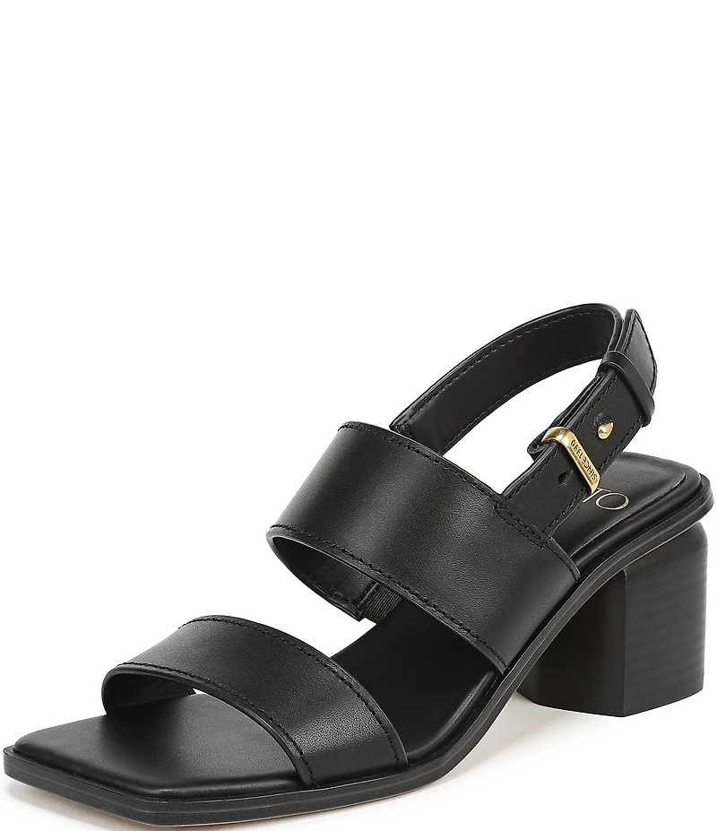 Sarto by Franco Sarto Rory Leather Square Toe Block Heel Slingback Sandals