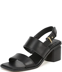 Sarto by Franco Sarto Rory Leather Square Toe Block Heel Slingback Sandals