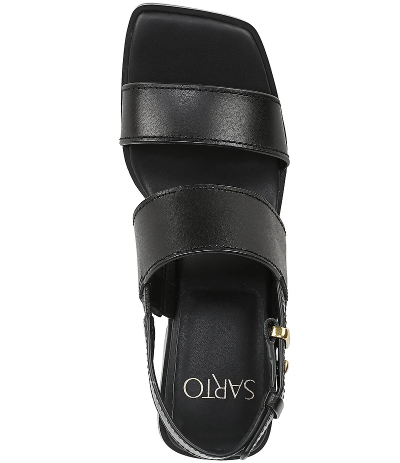 Sarto by Franco Sarto Rory Leather Square Toe Block Heel Slingback Sandals