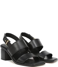 Sarto by Franco Sarto Rory Leather Square Toe Block Heel Slingback Sandals