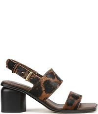 Sarto by Franco Sarto Rory Leopard Print Calf Hair Square Toe Block Heel Slingback Sandals