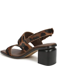 Sarto by Franco Sarto Rory Leopard Print Calf Hair Square Toe Block Heel Slingback Sandals