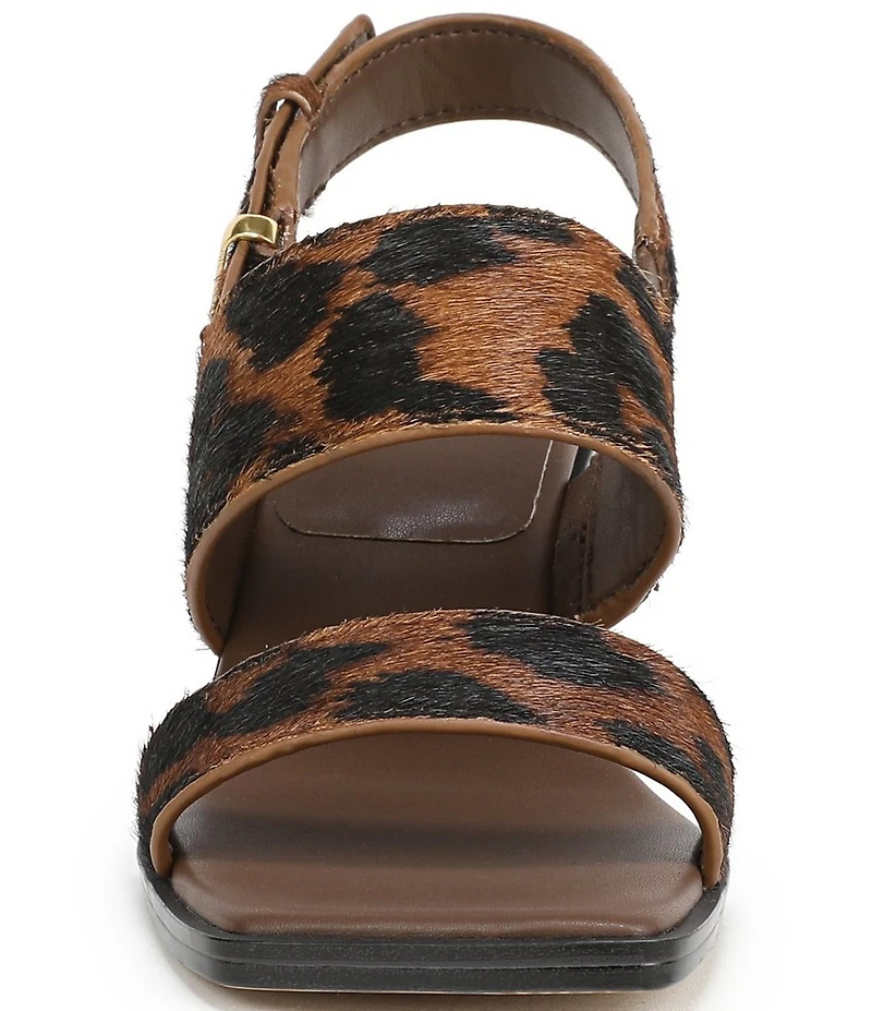 Sarto by Franco Sarto Rory Leopard Print Calf Hair Square Toe Block Heel Slingback Sandals