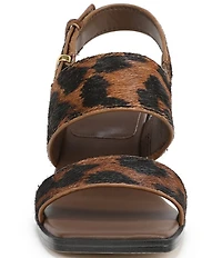 Sarto by Franco Sarto Rory Leopard Print Calf Hair Square Toe Block Heel Slingback Sandals