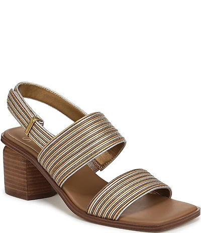 Sarto by Franco Sarto Rory Metallic Square Toe Block Heel Slingback Sandals