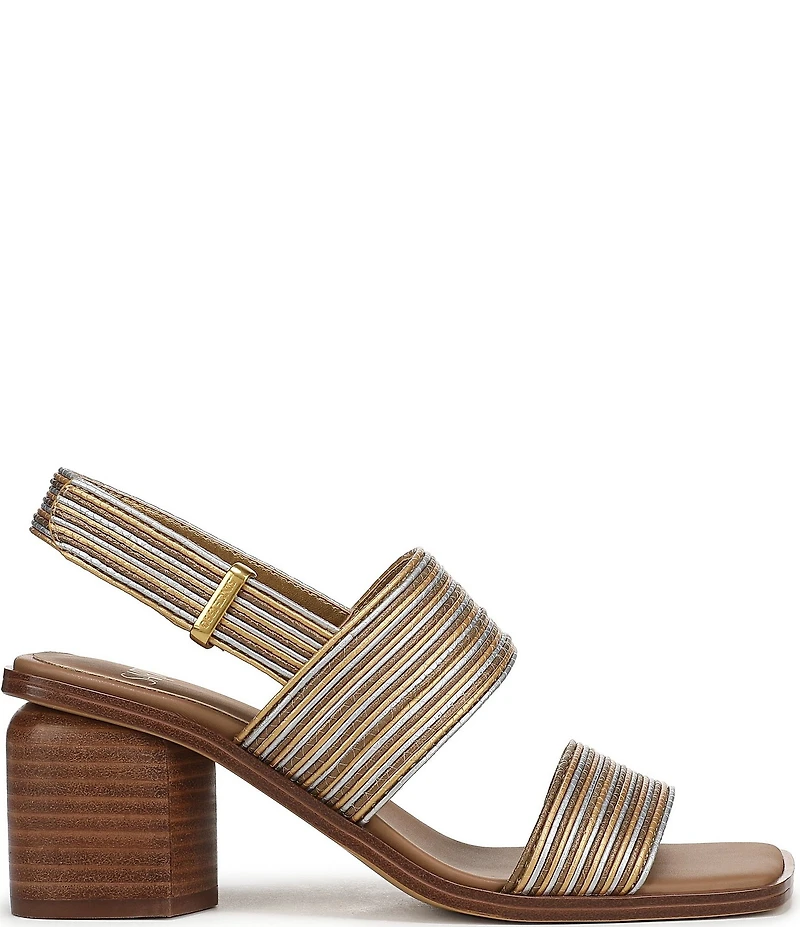 Sarto by Franco Sarto Rory Metallic Square Toe Block Heel Slingback Sandals