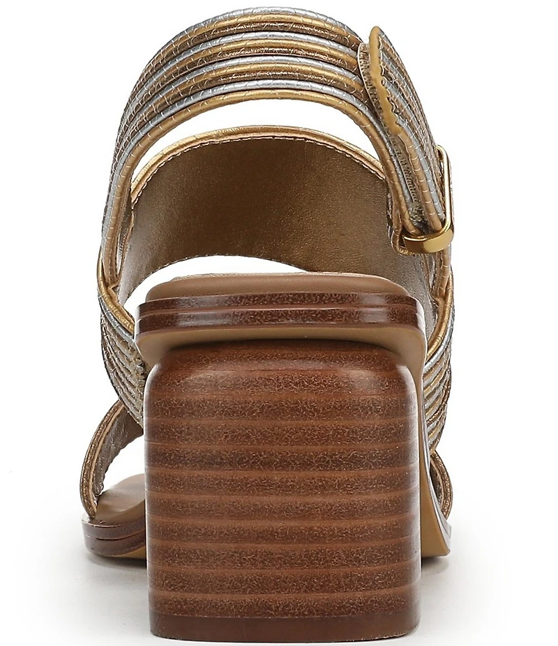 Sarto by Franco Sarto Rory Metallic Square Toe Block Heel Slingback Sandals