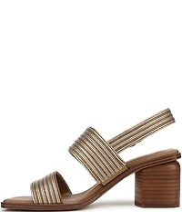Sarto by Franco Sarto Rory Metallic Square Toe Block Heel Slingback Sandals