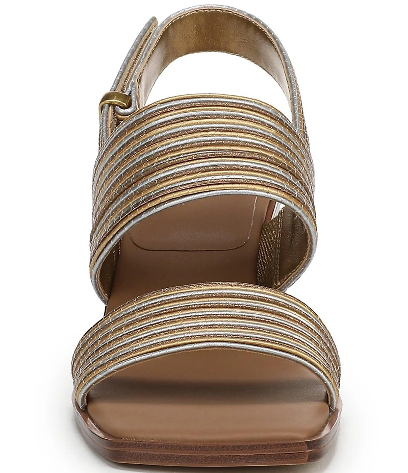 Sarto by Franco Sarto Rory Metallic Square Toe Block Heel Slingback Sandals