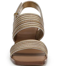 Sarto by Franco Sarto Rory Metallic Square Toe Block Heel Slingback Sandals