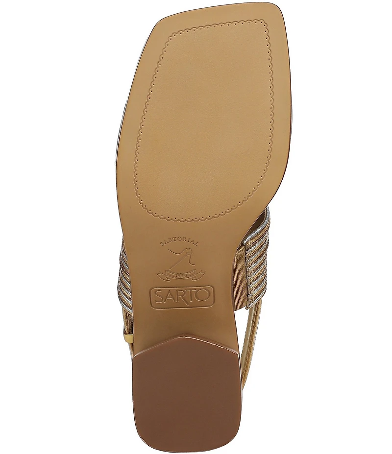 Sarto by Franco Sarto Rory Metallic Square Toe Block Heel Slingback Sandals
