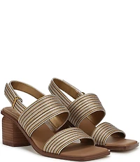Sarto by Franco Sarto Rory Metallic Square Toe Block Heel Slingback Sandals