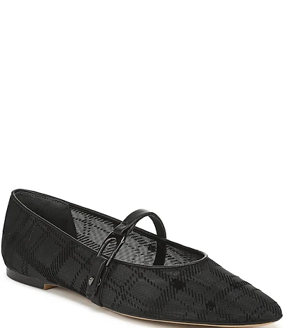 Sarto by Franco Sarto Rubina Plaid Mesh Pointed Toe Mary Jane Ballet Flats
