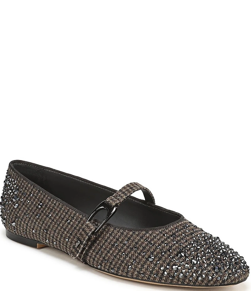 Sarto by Franco Sarto Rubina Rhinestone Embellished Houndstooth Mary Jane Ballet Flats