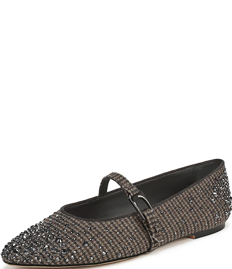 Sarto by Franco Sarto Rubina Rhinestone Embellished Houndstooth Mary Jane Ballet Flats